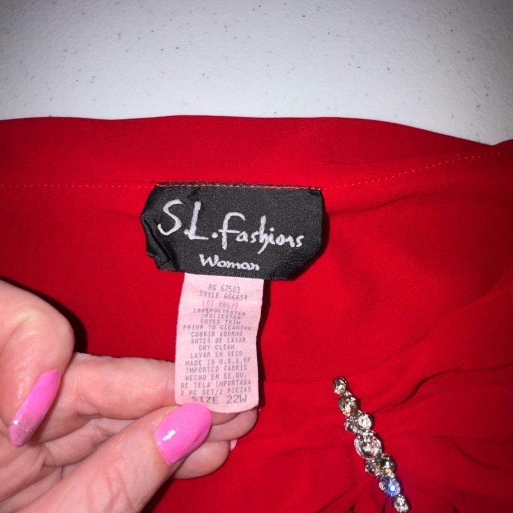 SL Fashions Red Women's Skirt Set - Picture 2 of 16